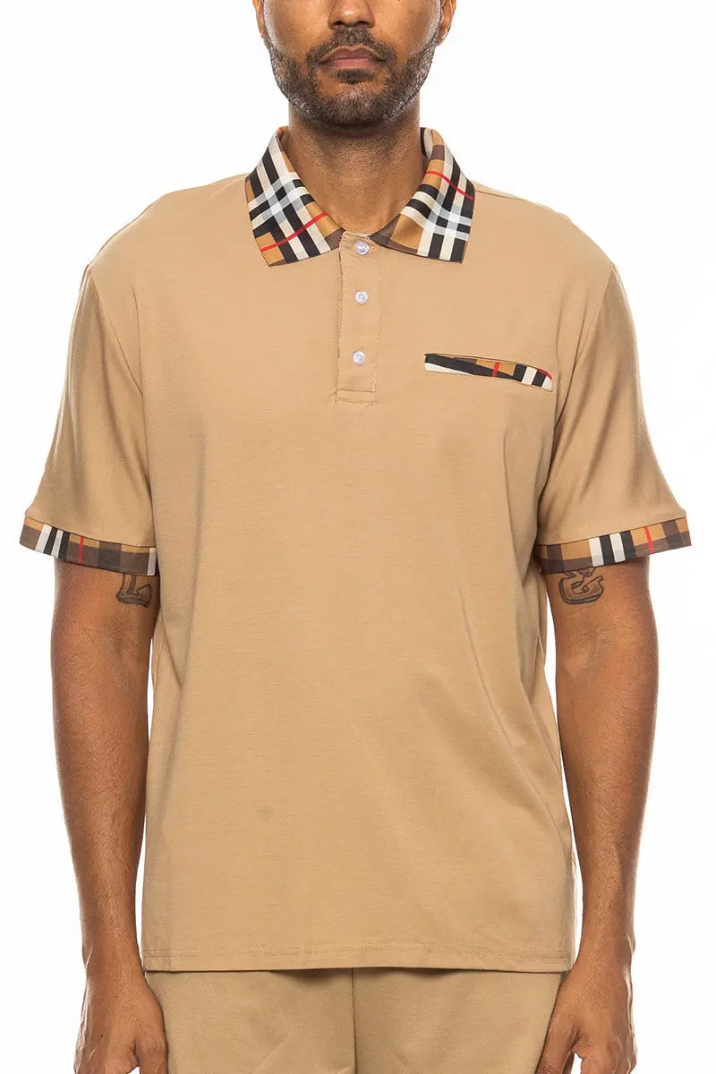 Checkered Detail Polo Online Clothing