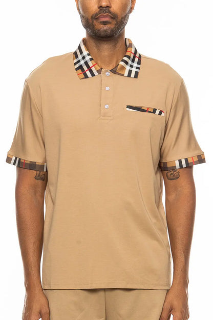 Checkered Detail Polo Online Clothing