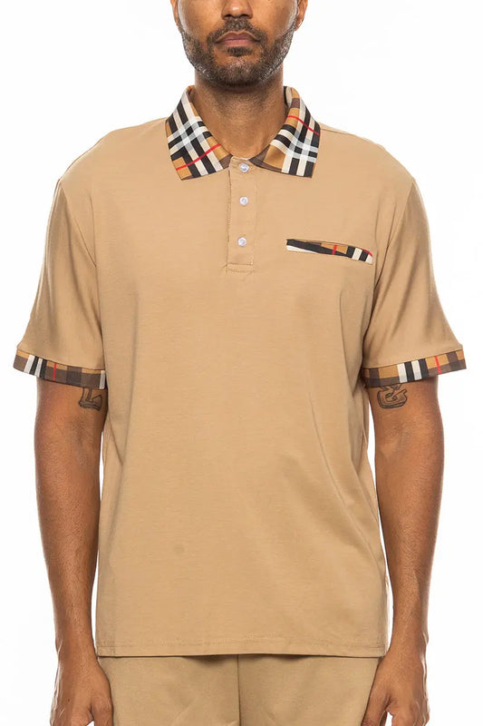 Checkered Detail Polo Online Clothing