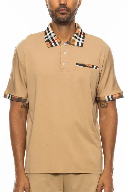 Checkered Detail Polo Online Clothing