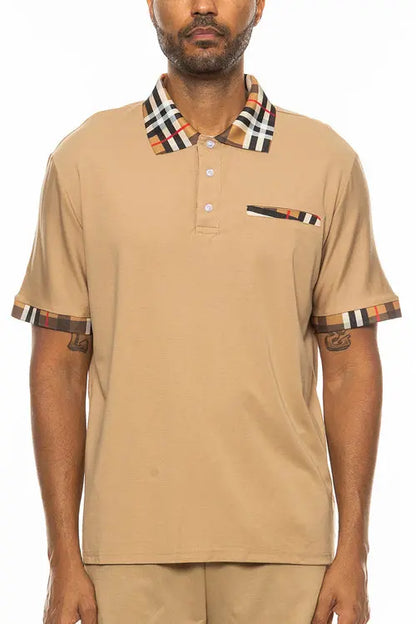 Checkered Detail Polo Online Clothing