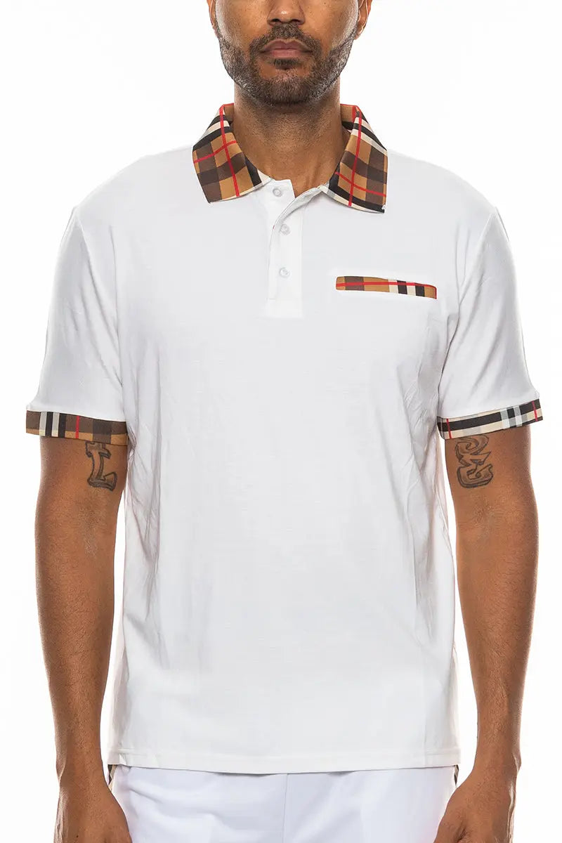 Checkered Detail Polo Online Clothing