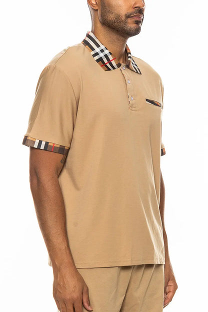 Checkered Detail Polo Online Clothing