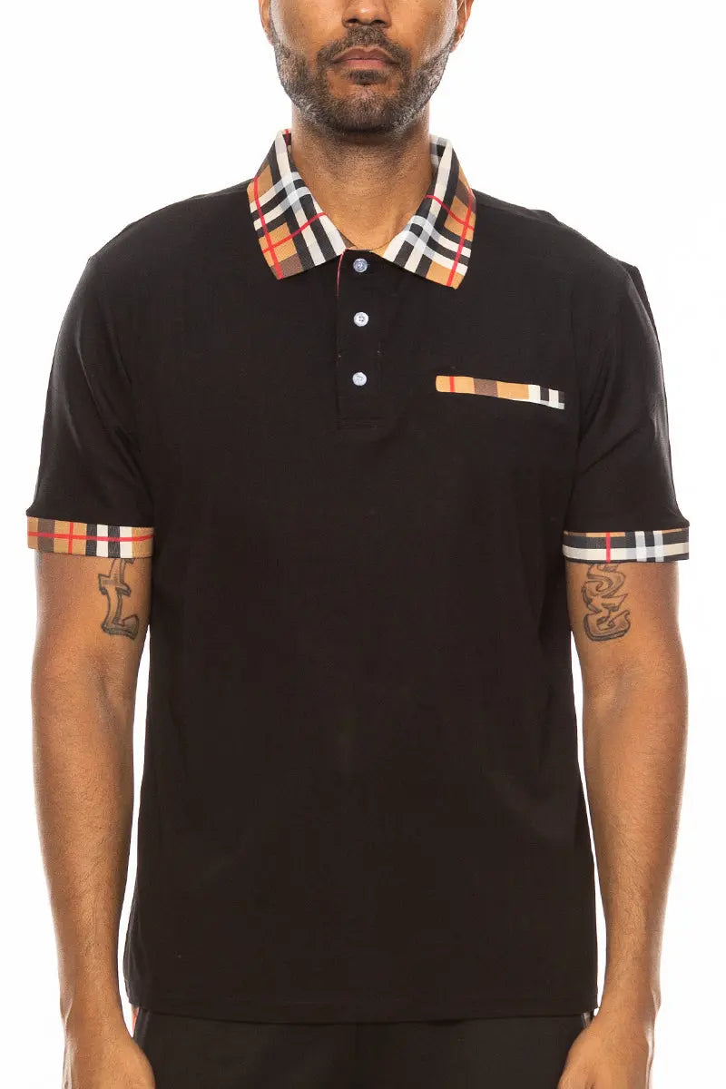 Checkered Detail Polo Online Clothing