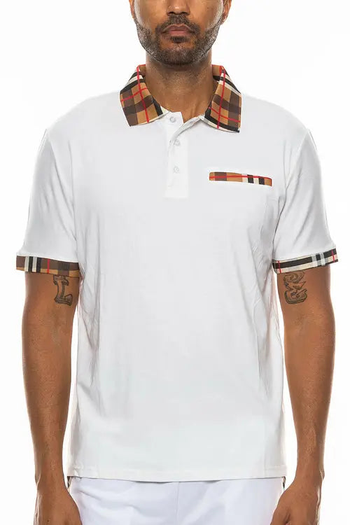Checkered Detail Polo Online Clothing