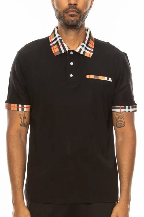 Checkered Detail Polo Online Clothing