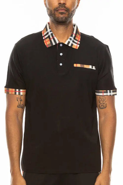 Checkered Detail Polo Online Clothing