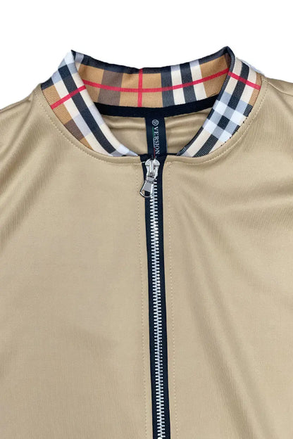 Checkered Detail Track Jacket Set Online Clothing