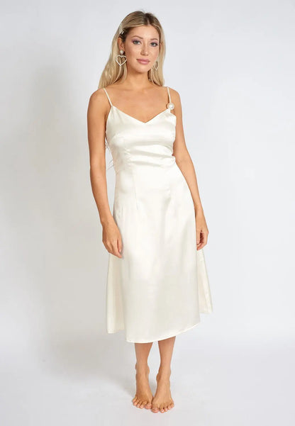 Léonie One Pearl Satin Slip Dress Online Clothing