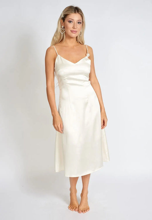Léonie One Pearl Satin Slip Dress Online Clothing
