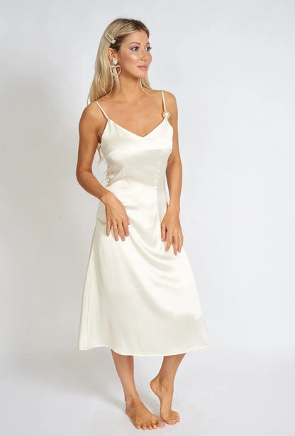 Léonie One Pearl Satin Slip Dress Online Clothing