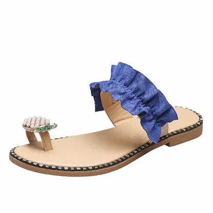Pineapple Pearl Beach Slides Flat Toe Casual Womens Slippers Online Clothing