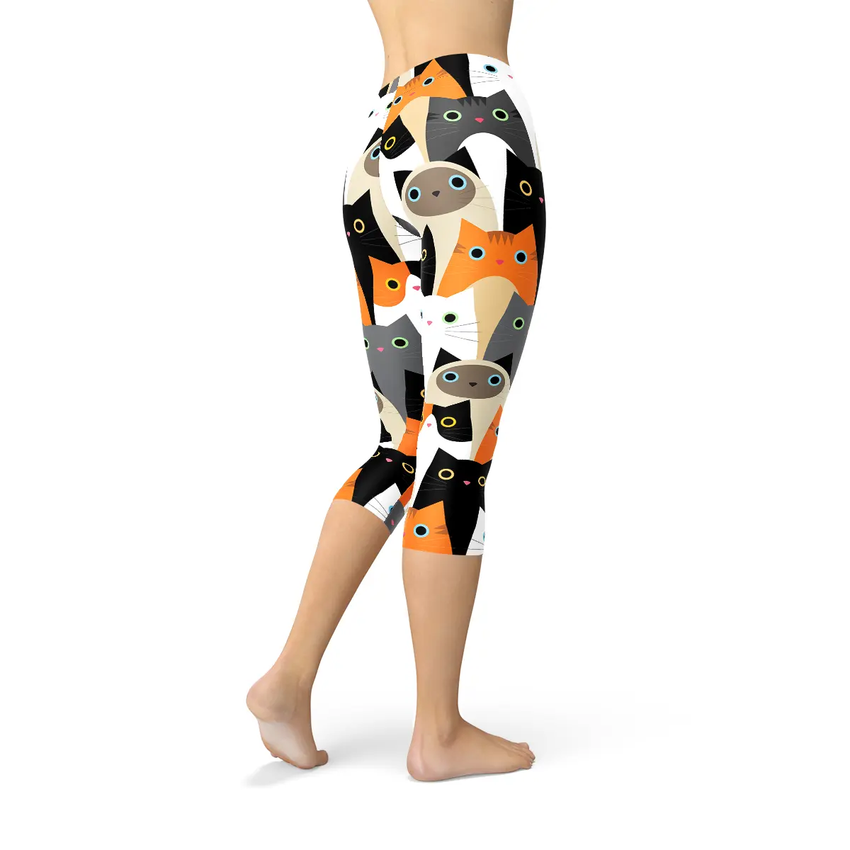 Womens All Over Print Cats Capri Leggings Online Clothing