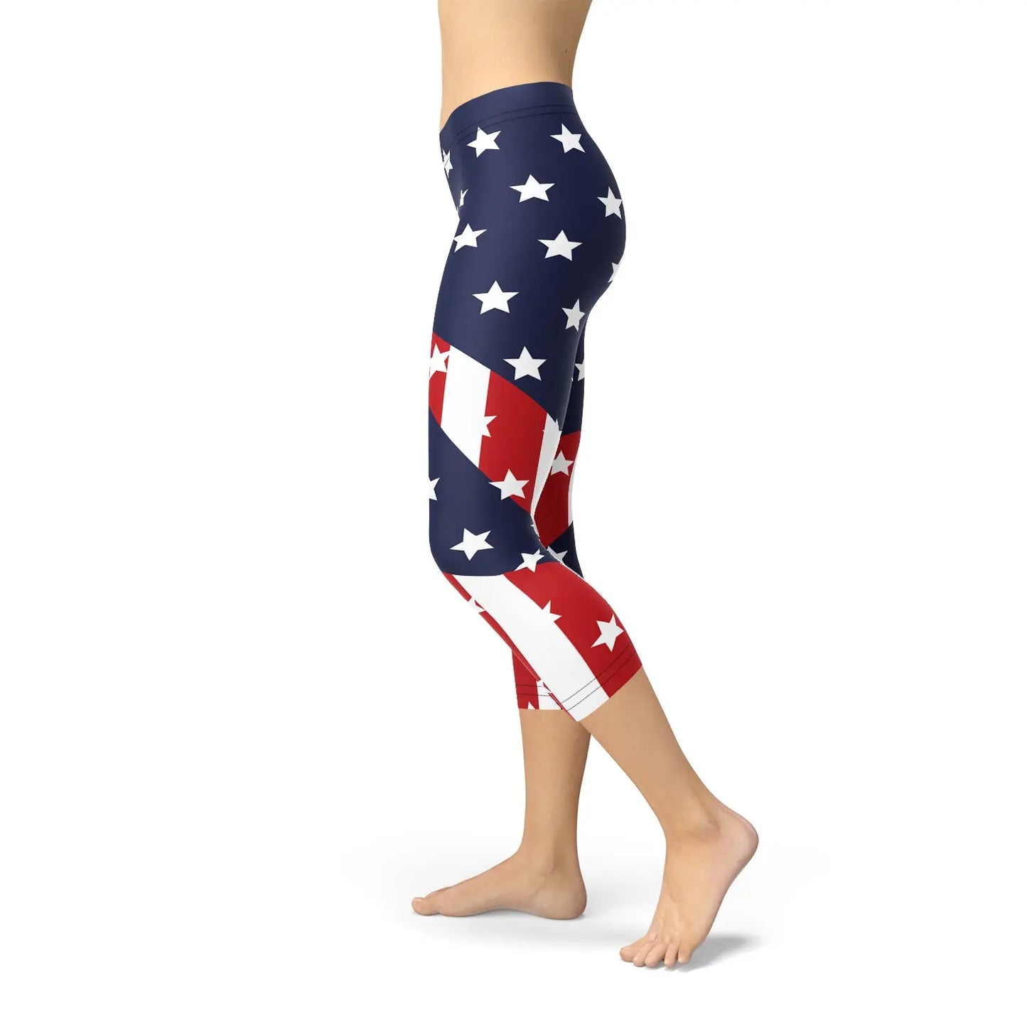 Womens American Flag Capri Leggings Online Clothing