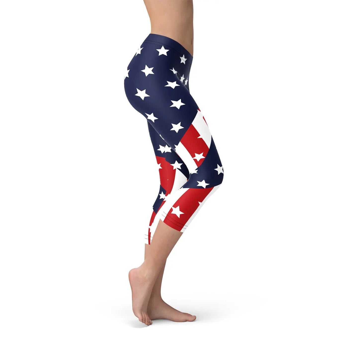 Womens American Flag Capri Leggings Online Clothing