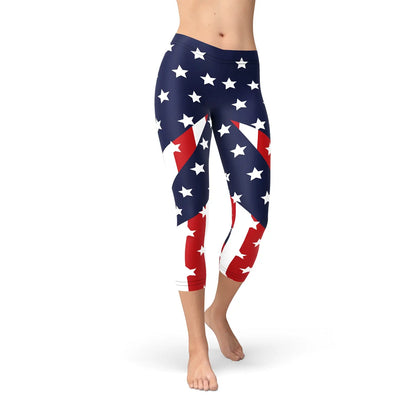 Womens American Flag Capri Leggings Online Clothing