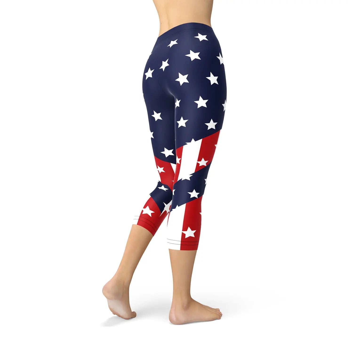 Womens American Flag Capri Leggings Online Clothing