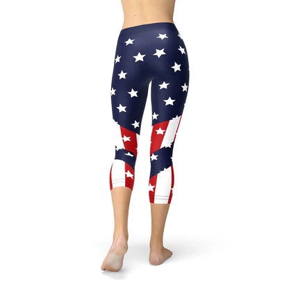 Womens American Flag Capri Leggings Online Clothing