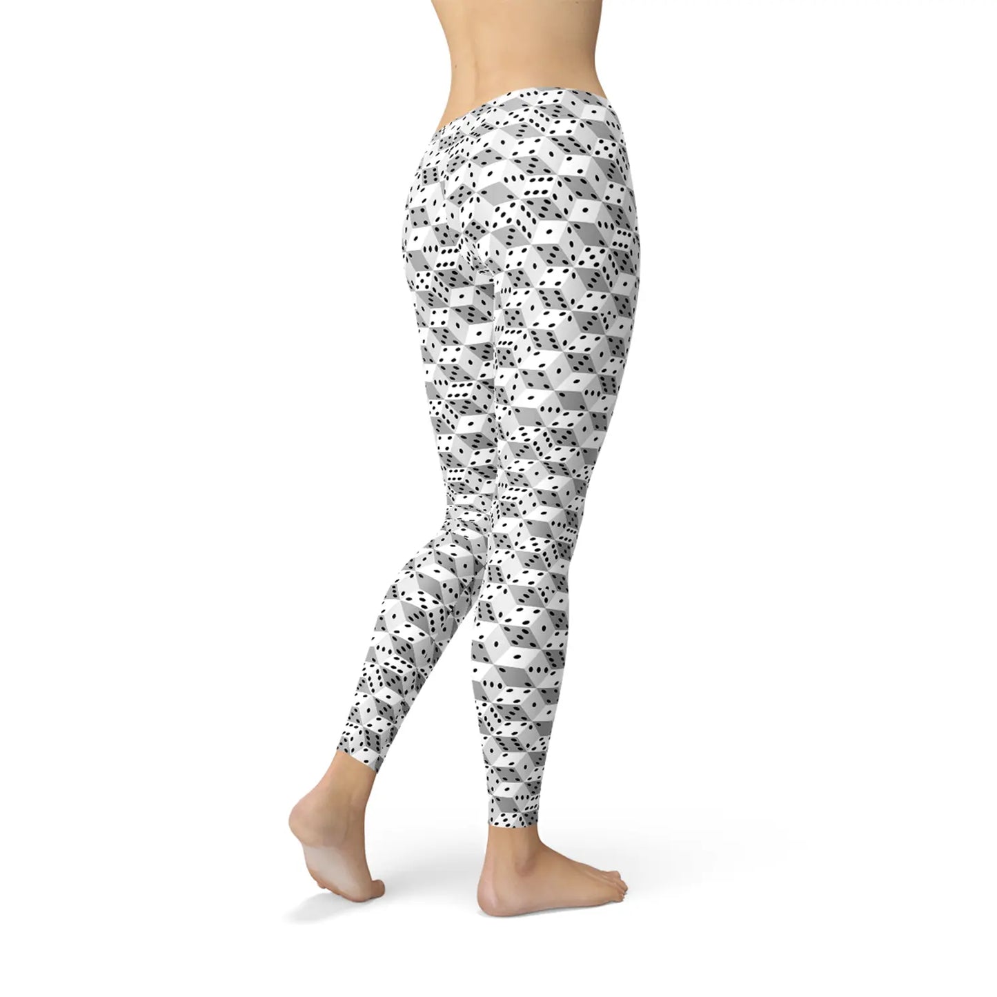 Womens Black and White Dice Leggings Online Clothing