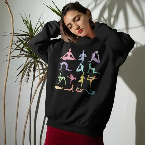 Yoga Theme Crewneck Sweatshirt Online Clothing