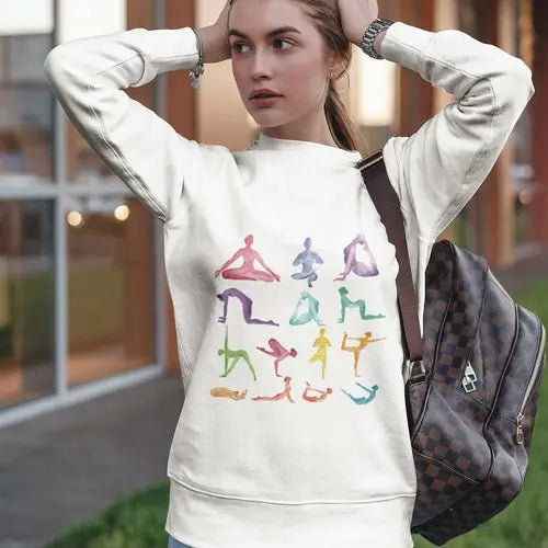 Yoga Theme Crewneck Sweatshirt Online Clothing